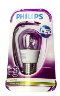 Philips LED kogel helder 4W (25W) E14(kleine fitting) warm wit led lamp