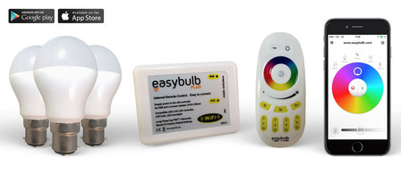 3 Easybulb RGBW 6W WiFi LED lamp - 1 Wifi Box - 1 RGB Remote   2 Years Warranty