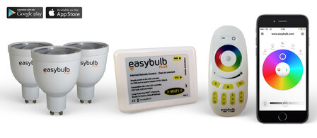 3 Easybulb GU10 RGBW WiFi LED spot Spotlight Bundle Wifi Box and Remote Control