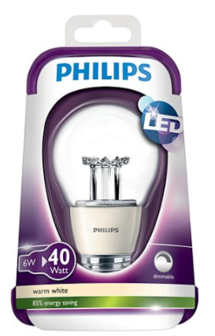 Philips LED LAMP BULB helder dimbaar 6W ( 40W ) E27 (grote fitting) warm wit led verlichting