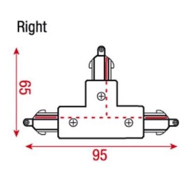 Artecta T-splitsing rechts voor 1-fase rail