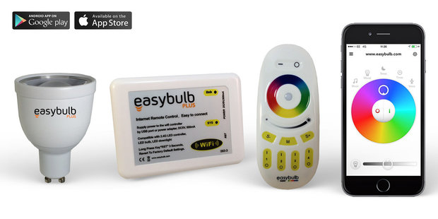 1 Easybulb GU10 RGBW WiFi LED spot Spotlight Bundle Wifi Box and Remote Control