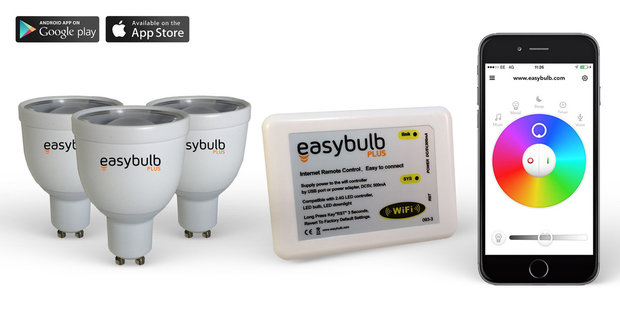 3 Easybulb GU10 RGBW WiFi LED spot Spotlight Bundle With Wifi Box Controller