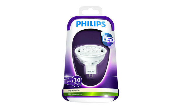 Philips LED spot 5W ( 30W ) - GU5.3 - niet dimbaar - 2700K - 36°
