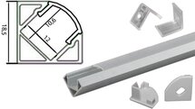 Tronix Flextape Channel Aluminium 2 meter clear cover 45° hoek ledstrip profiel