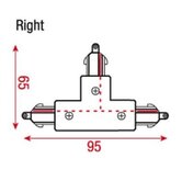 Artecta T-splitsing rechts voor 1-fase rail