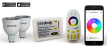 2 Easybulb GU10 RGBW Spotlight Bundle Wifi Box and Remote Control