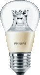PHILIPS DIMTONE MASTER LED LAMP kogel  4W (25W) dimbaar van 2200K/3000K helder E27 (grote fitting)  warm wit 