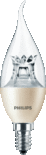 Philips dimtone Master LED kaars bended tip dimtone E14(kleine fitting) dimbaar van 3000K-2200K 4Watt (25W) 100° kaars bended tip