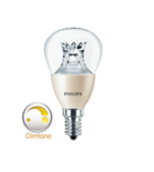Philips dimtone Master LED kogel dimtone E14(kleine fitting) dimbaar van 3000K-2200K 6Watt (40W) 100° LED kogel 