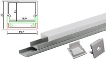 Tronix Flextape Channel opbouw Aluminium profiel  2 meter frosted cover square