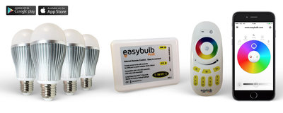 4 Easybulb RGBW 9W WiFi  LED lamp  Light Bulb   WIFI Box   Remote Control